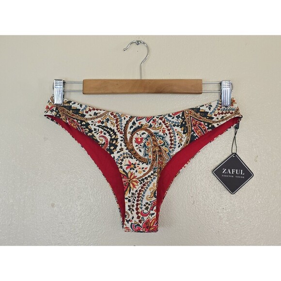 Zaful Red Paisley Bikini Bottom Size Medium US 6 - Picture 1 of 9